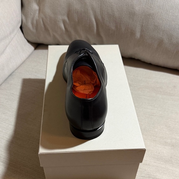 Santoni Black Leather Oxfords